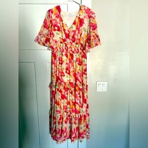 Floral V-Neck Midi Dress